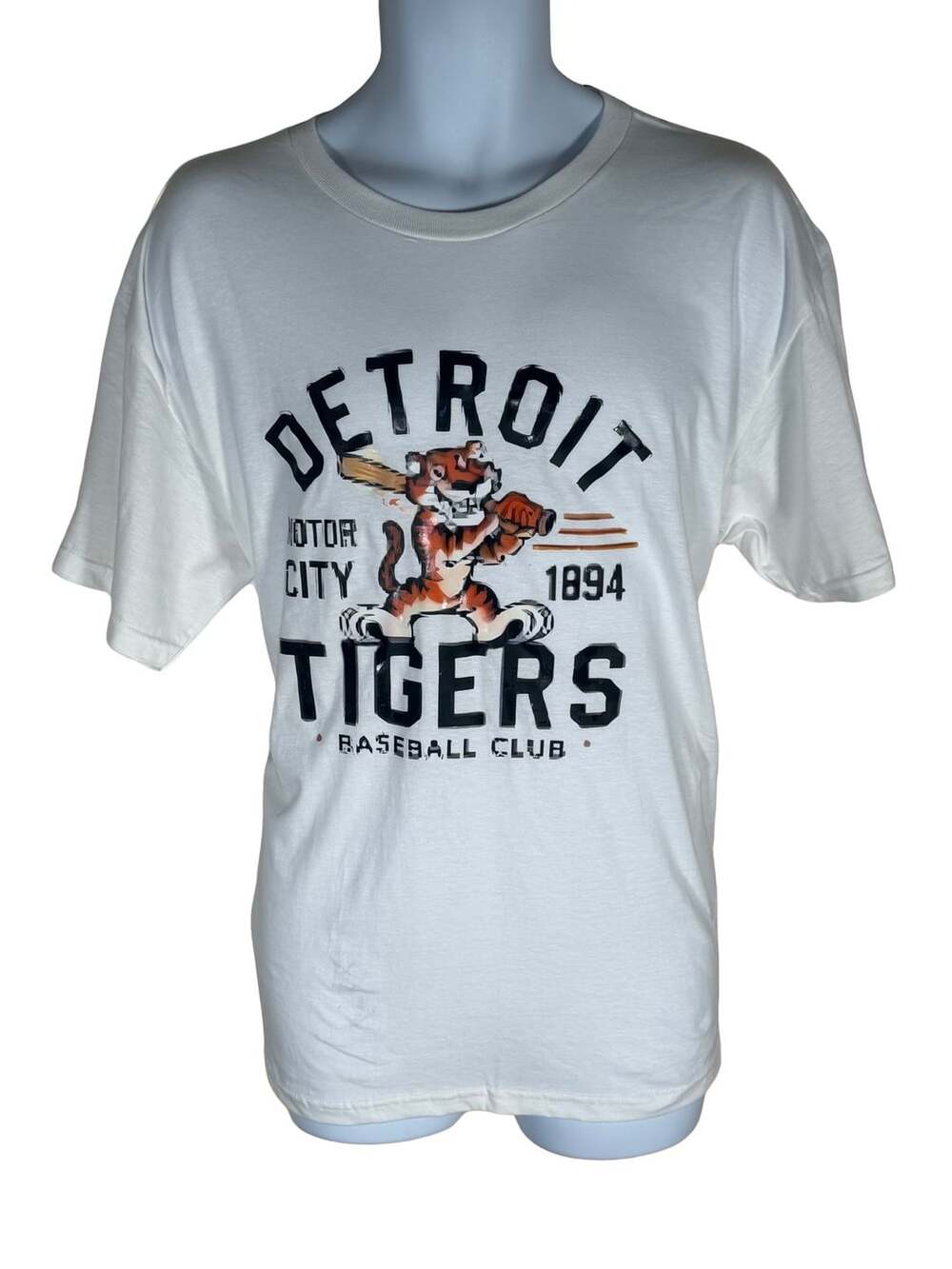 Detroit Tigers Motor City 1894 Baseball Club White T-Shirt Large